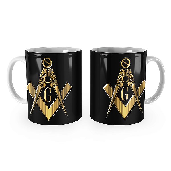 Caneca Maçonaria Maçom Compasso Esquadro Mod 1