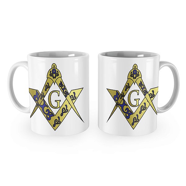 Caneca Maçonaria Maçom Compasso Esquadro Mod 3