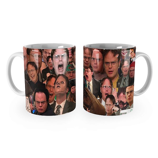Caneca The Office Serie Dwight Caras Colagem Cenas