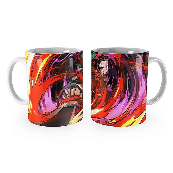 Caneca Demon Slayer Tanjiro Respiração Sol Chamas