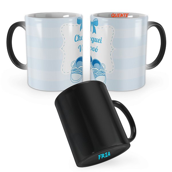 Caneca Mágica Maternidade Cheguei Vovó Menino