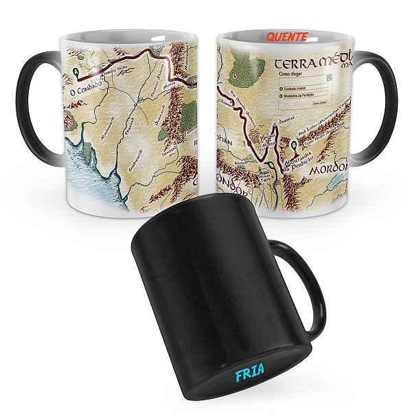 Caneca Mágica O Senhor dos Anéis Mapa Terra Média GPS Google Maps