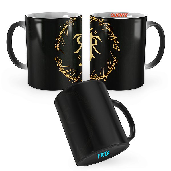 Caneca Mágica Senhor dos Anéis Símbolo Tolkien Runas