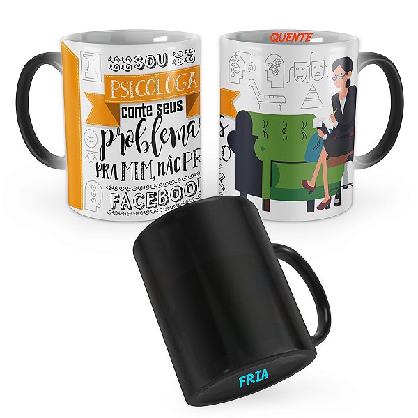 Caneca Mágica Psicóloga Profissão Cartoon
