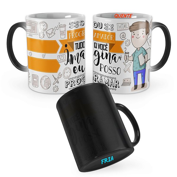 Caneca Mágica Programador Profissão Cartoon