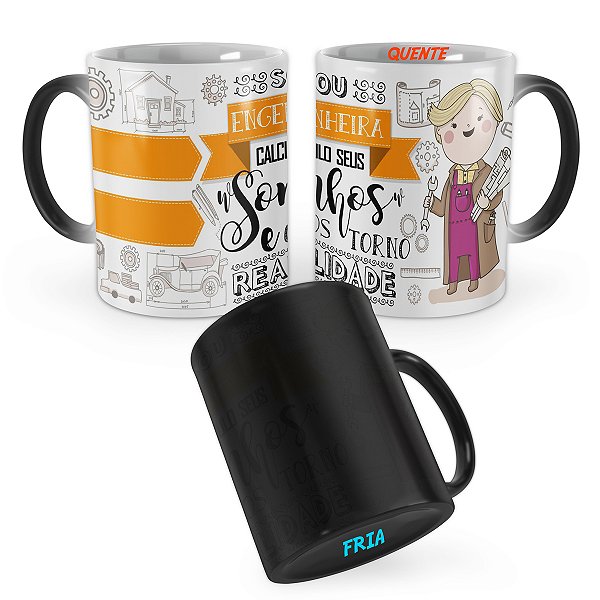 Caneca Mágica Engenheira Profissão Cartoon