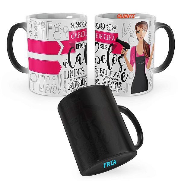 Caneca Mágica Cabeleireira Profissão Cartoon