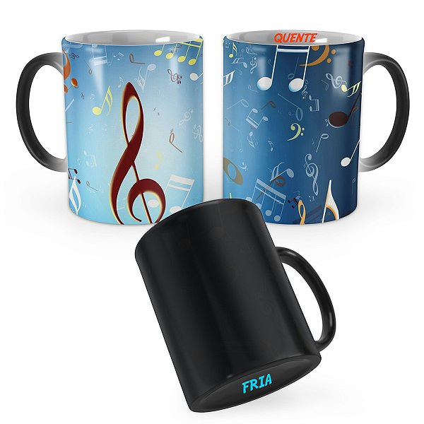 Caneca Mágica Notas Musicais Partitura Azul