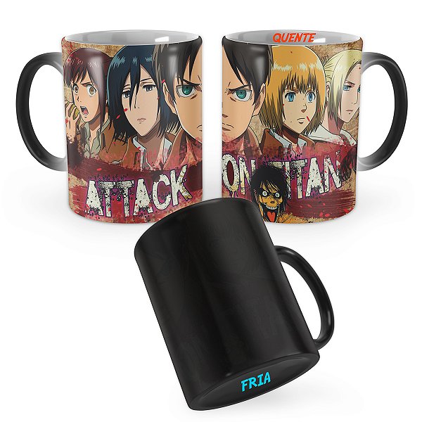 Caneca Mágica Attack on Titan Personagens Anime