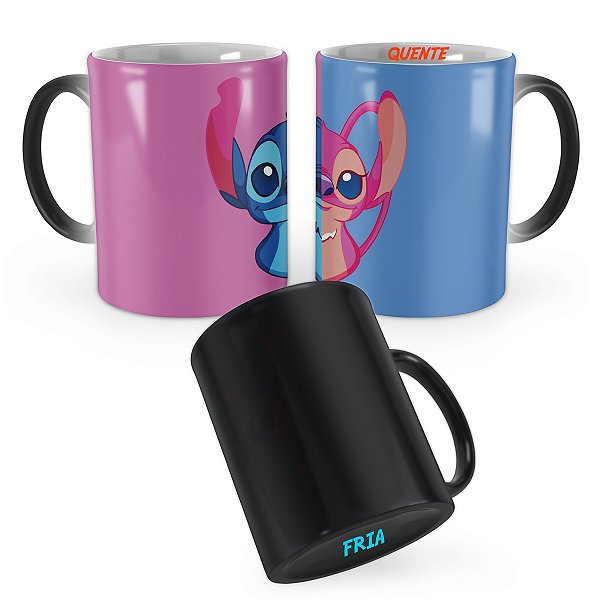Caneca Mágica Lilo Stitch Disney Blue e Pink