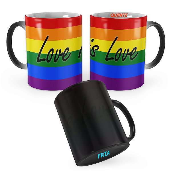 Caneca Mágica Arcoiris LGBT Diversidade Bandeira Love is