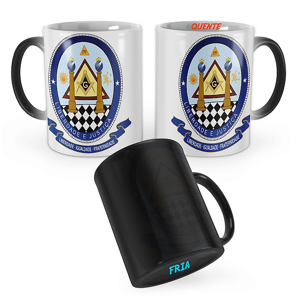 Caneca Mágica Maçonaria Liberdade e Justiça Mod 1