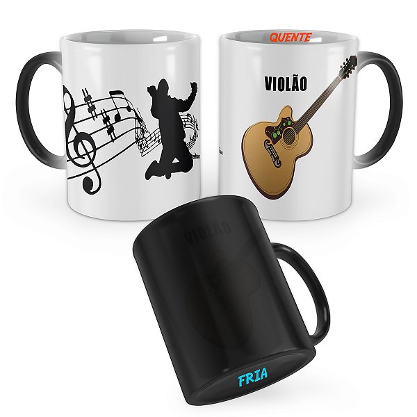 Caneca Mágica Violão Instrumento Musical Violinista Mod 2
