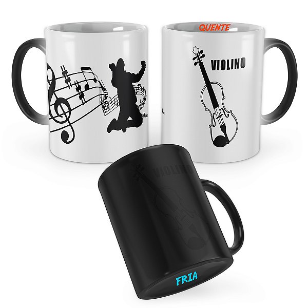 Caneca Mágica Violino Instrumento Musical Violinista Mod 1