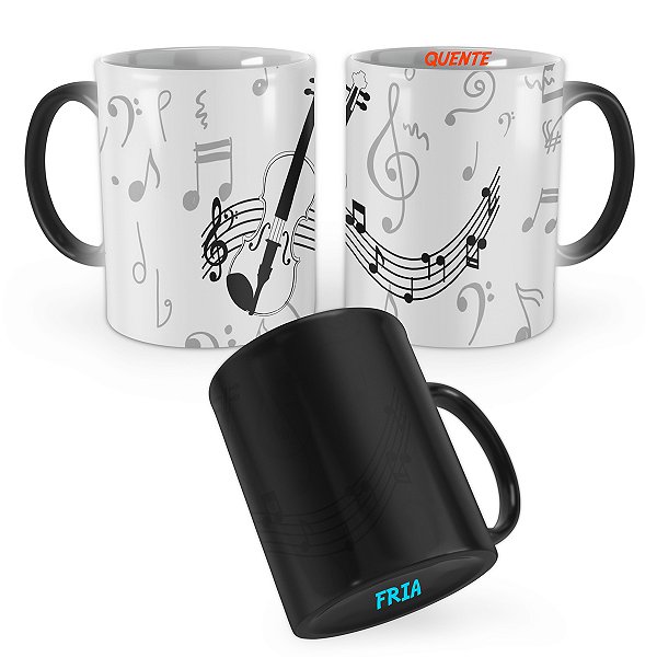 Caneca Mágica Violino Instrumento Musical Violinista Mod 2