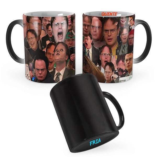 Caneca Mágica The Office Serie Dwight Caras Colagem Cenas