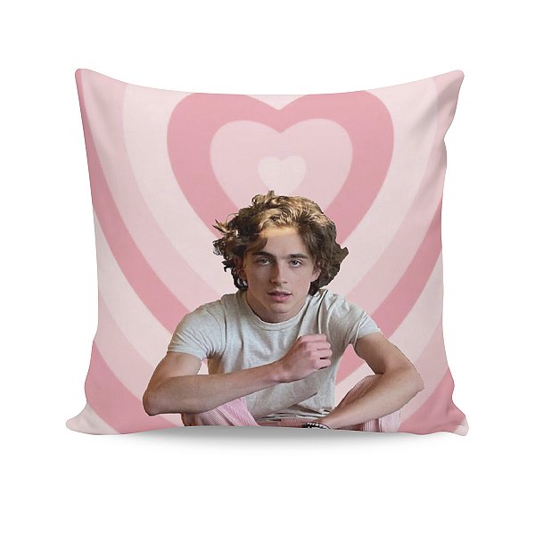 Almofada Timothee Chalamet Foto Coração Rosa