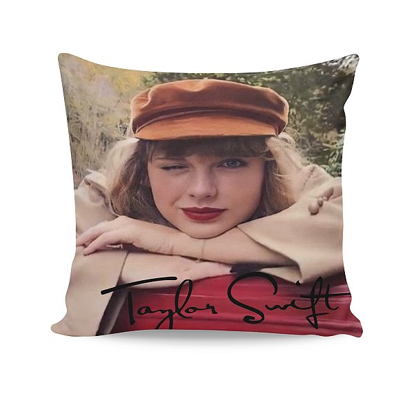 Almofada Taylor Swift Foto Rosto Assinatura Decoração