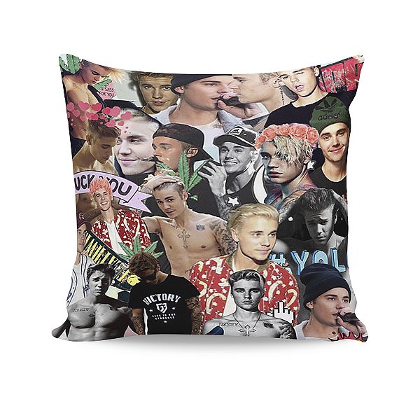 Almofada Justin Bieber Fotos Colagem Decoração M1