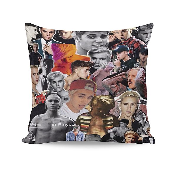 Almofada Justin Bieber Fotos Colagem Decoração M2