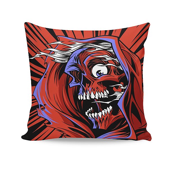 Almofada Halloween Monstro Assustador Caveira Vermelha