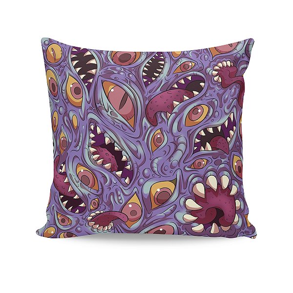 Almofada Halloween Monstro Assustador Boca Olho Roxa