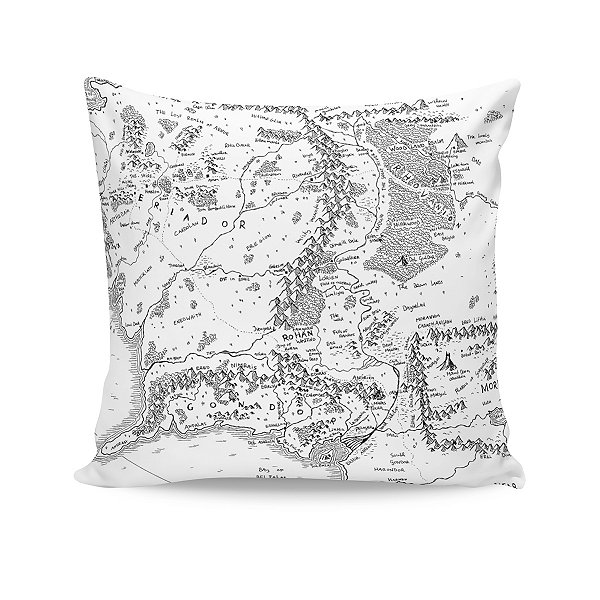 Almofada Senhor dos Anéis Mapa da Terra Média Preto e Branco