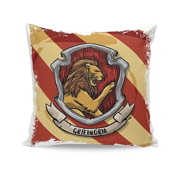Almofada Harry Potter Grifinória Brasão Quadriculado