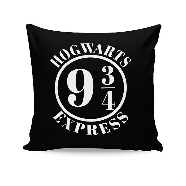 Almofada Harry Potter Plataforma Nove 3 Quartos Preto e Branco
