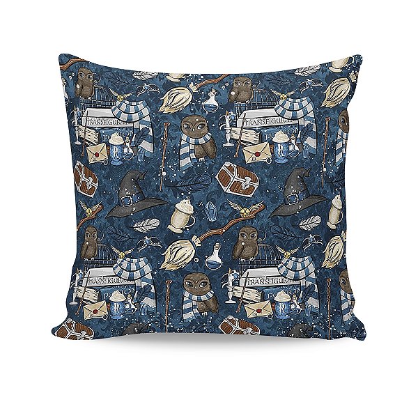 Almofada Harry Potter Ícones Fofos Corvinal Azul Decoração