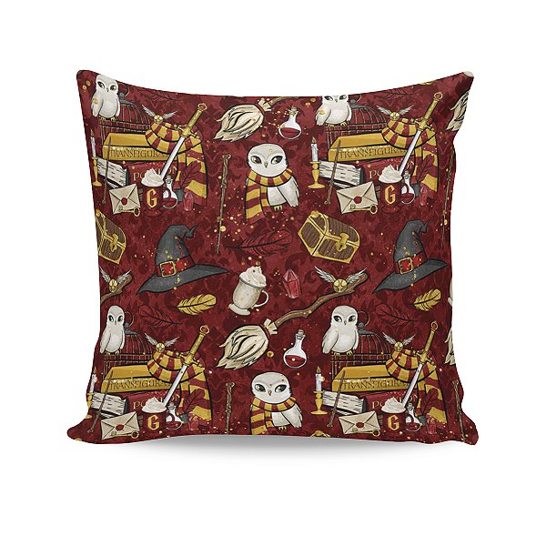Almofada Harry Potter Ícones Fofos Grifinória Vermelho