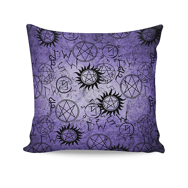 Almofada Supernatural Símbolos Winchester Roxo
