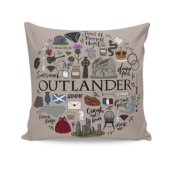 Almofada Outlander Citações Beje