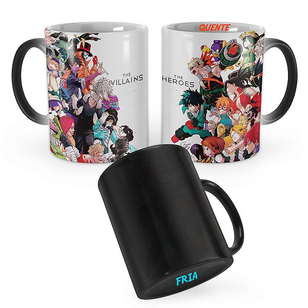 Caneca Mágica My Hero Academia Personagens Heróis e Vilões
