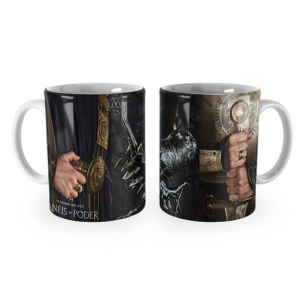 Caneca Os Anéis do Poder Poster Armas Mod 2