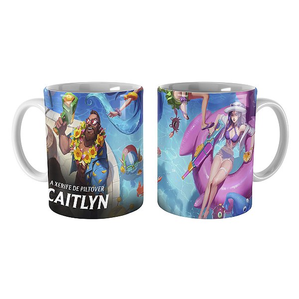 Caneca Caitlyn Curtindo o Verão League of Legends Lol