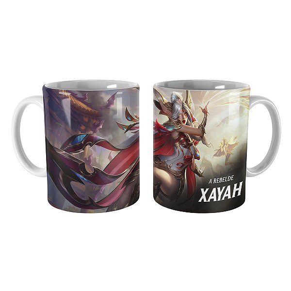 Caneca Xayah Fênix Corajosa de Prestígio League of Legends
