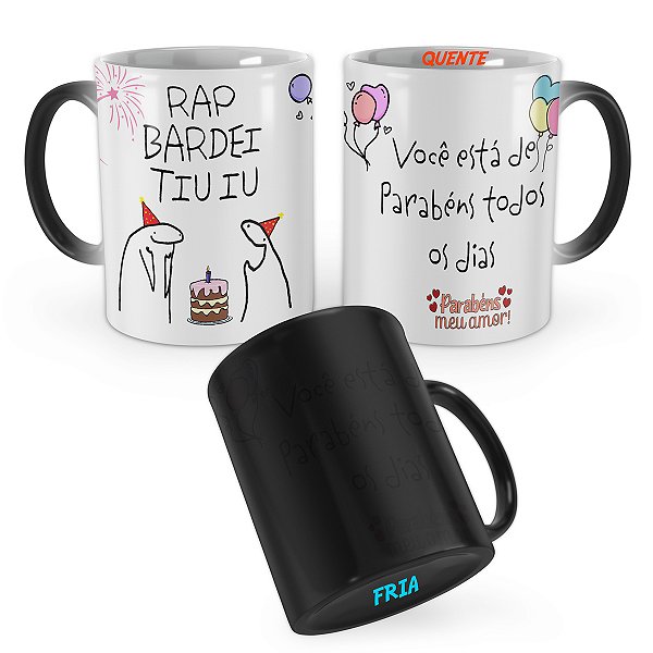 Caneca Mágica Flork Parabéns Aniversário Meu Amor