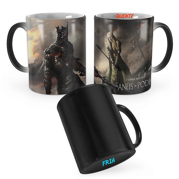 Caneca Mágica Os Anéis do Poder Série Galadriel vs Sauron