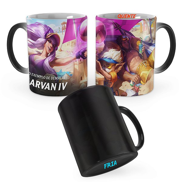 Caneca Mágica Jarvan IV Curtindo o Verão League of Legends Lol