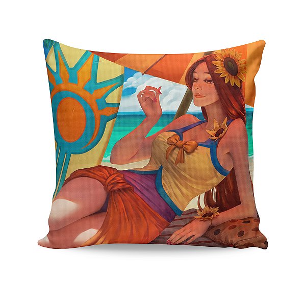 Almofada Leona Curtindo o Verão League Of Legends LOL