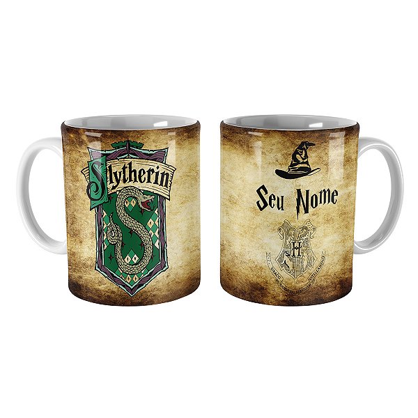 Caneca Harry Potter Sonserina Chapéu Seletor Com Seu Nome