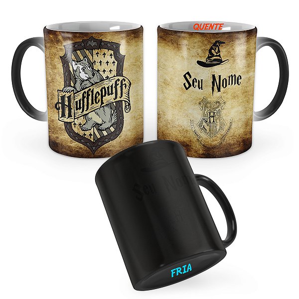 Caneca Mágica Harry Potter Lufa-Lufa Chapéu Seletor Com Seu Nome