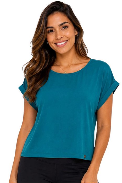 Blusa Cropped Fitness Feminina Manga Curta
