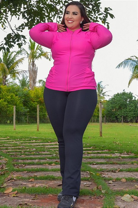 Calça Flare Fitness Plus Size Básica Suplex