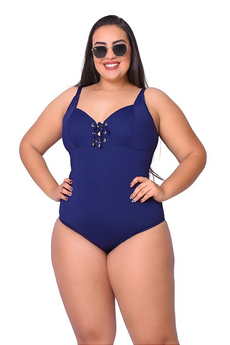 Maiô Plus Size Amarração no Busto Liso