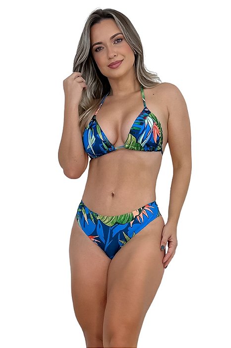Calcinha de Biquini Avulso Juliana Floral Blue