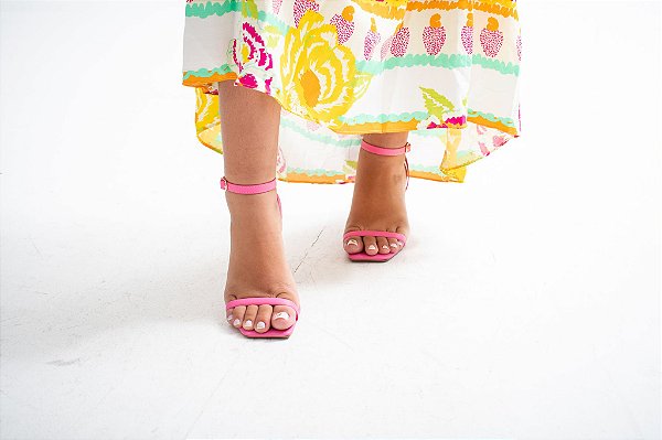 Sandália Salto Bloco Santorine Azaleia Pink