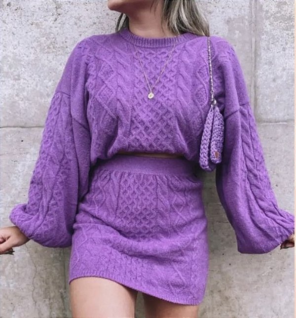 Conjunto tricot Mousse lilás