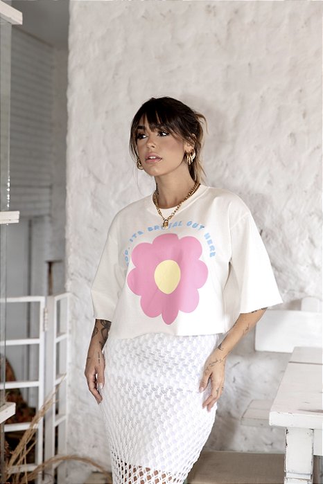 Tshirt oversized Cropped algodão